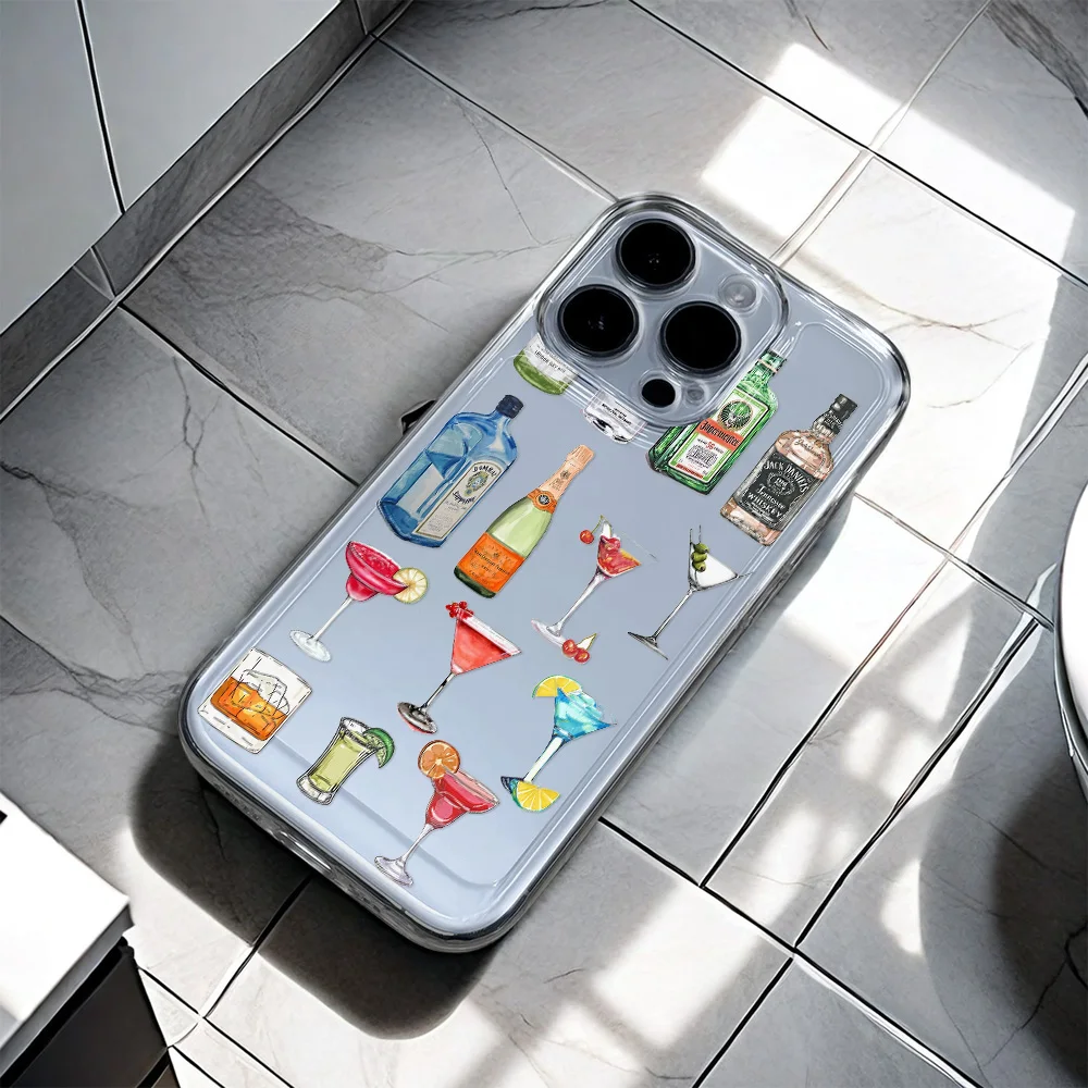 Lemon & Cocktail Glass Design Shockproof Transparent Phone Case