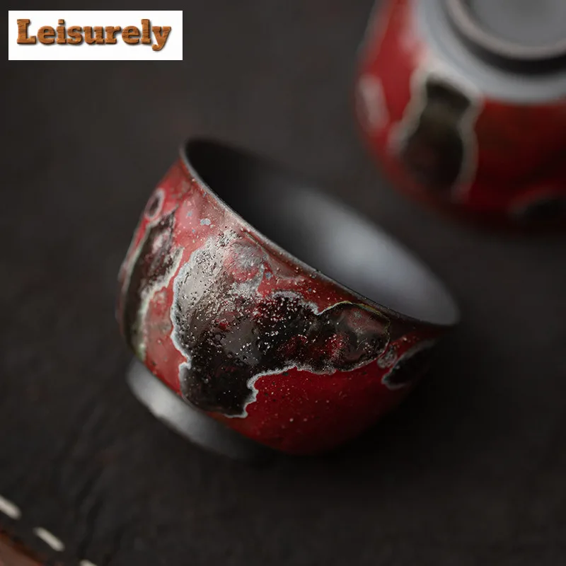 Nezha Red Glazed Tea Set Complete Set Boutique Tea Ceremony Set Teapot And Tea Cup Set Chinese Tea Set Equipment Decoration Gift