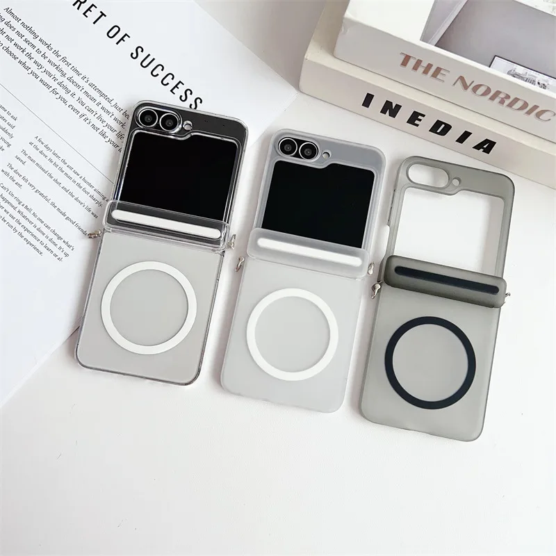 Luxury Solid Color Magnetic Folding Phone Case - Clear Matte Shockproof Hard Cover