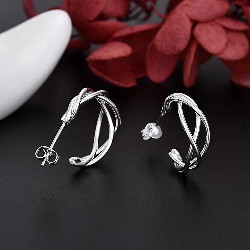 

Korean Y2k Fashion 925 Sterling Silver Luxury Spiral Earrings Stud for Women Party Wedding Accessories Jewelry Christmas Gift