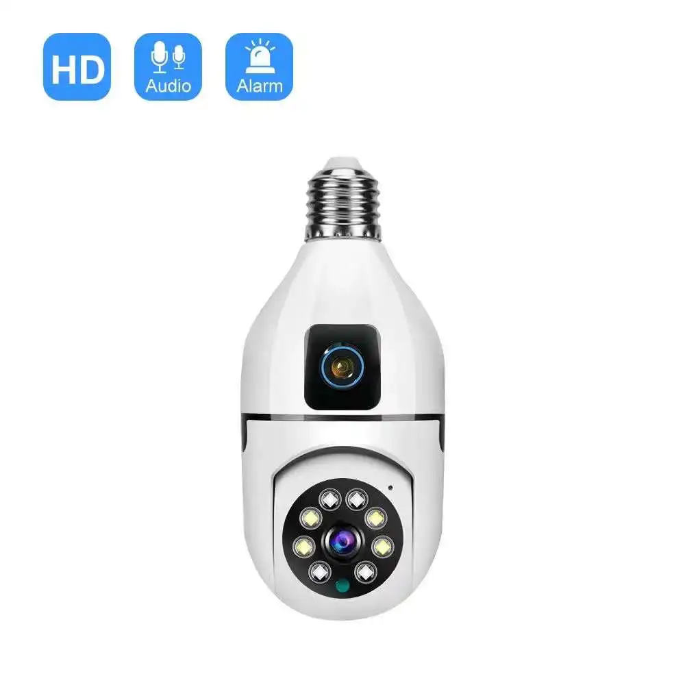 

4MP UHD V380 APP E27 Dual Lens Full Color Wireless PTZ IP Camera AI Humanoid Motion Detection Home Security CCTV Monitor