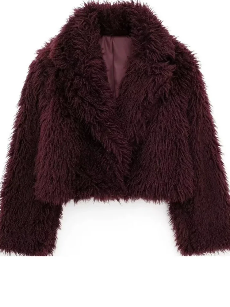 Winter Female Fur Feather Overcoat Loose Patchwork Long Sleeve Lapel Solid Casual Streetwear Women's Luxury 2025 Coat New