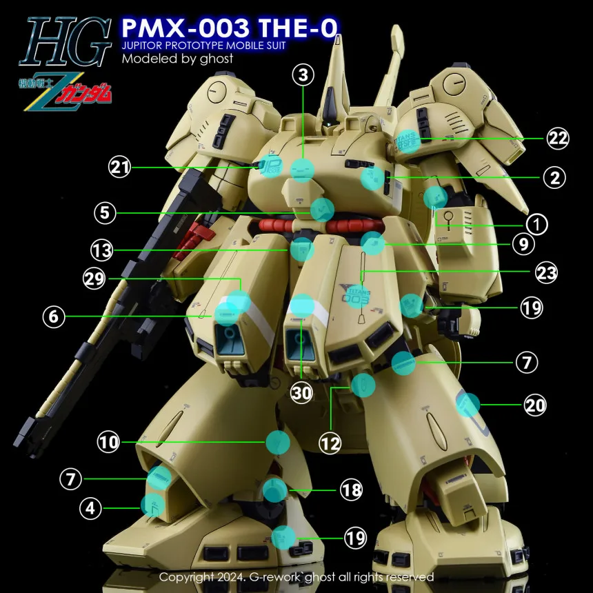 YAN Decal for HGUC 1/144 PMX-003 THE-O Plastic Model Kits Hobby
