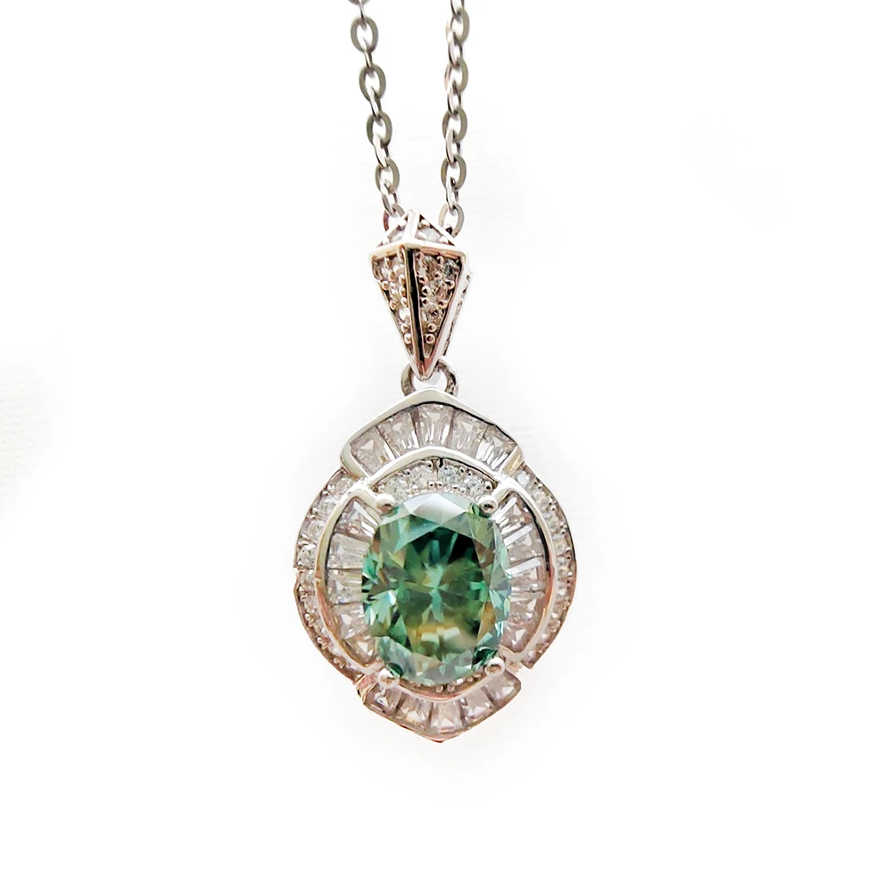 

Luomansi 2 карата винтажное серебряное ожерелье в форме яйца чисто-Муассанит Протестировано с бриллиантами S925 женские ювелирные изделия Подарок на годовщину