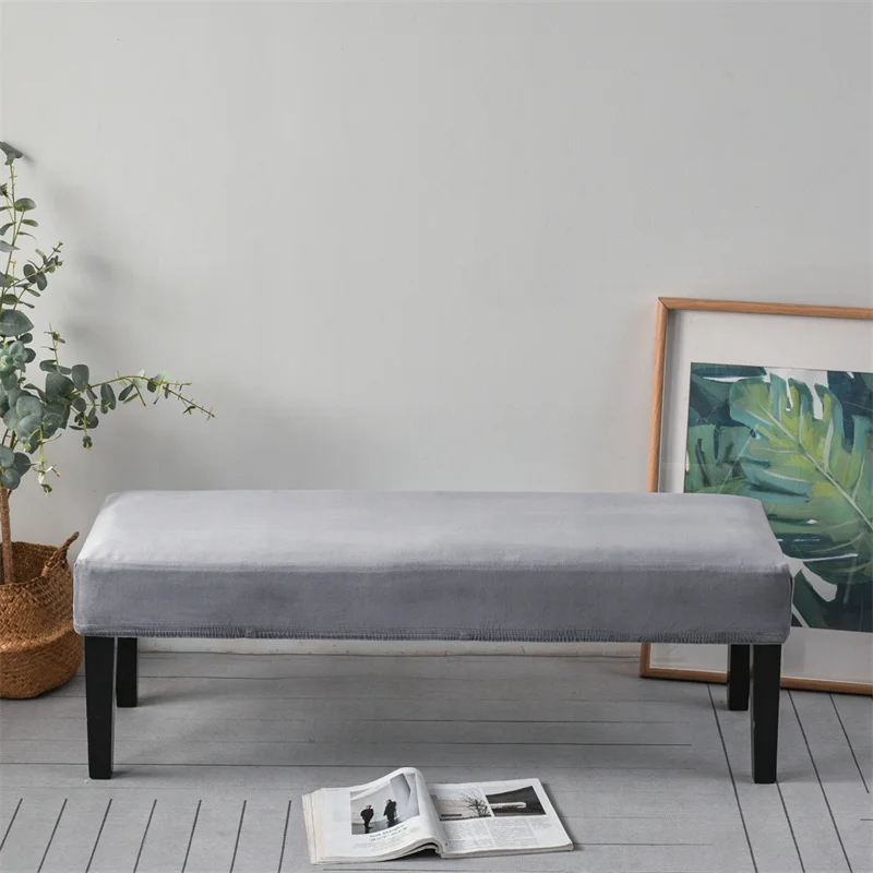 Description Picture 3 of itemSoft Velvet Dining Chair Cover Stretch Piano Stool Cover Long Ottoman Cover Solid Bench Slipcover Changing Shoes for Living Room