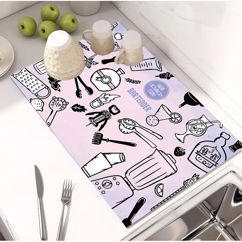

Home Decoration Diatom Ooze Simple Service Plate Non-slip and Washable Kitchen Mat Dish Mat Drying Carpet Mats Rug Textile