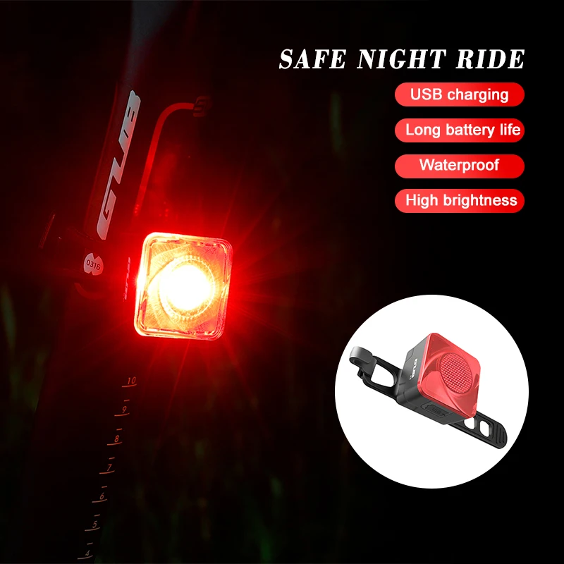 

GUB Rechargeable USB LED Bicycle Tail Light Mountain Bike Safety Warning Front and Rear Flashing Lights Night Riding Accessories