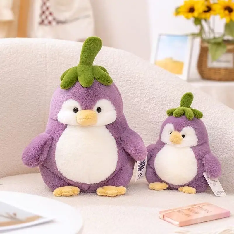 New Cute Cartoon Creative Purple Eggplant Penguin Plush Toys Kawaii Anime Soft Pillow Funny Dolls Ornaments Birthday Gifts