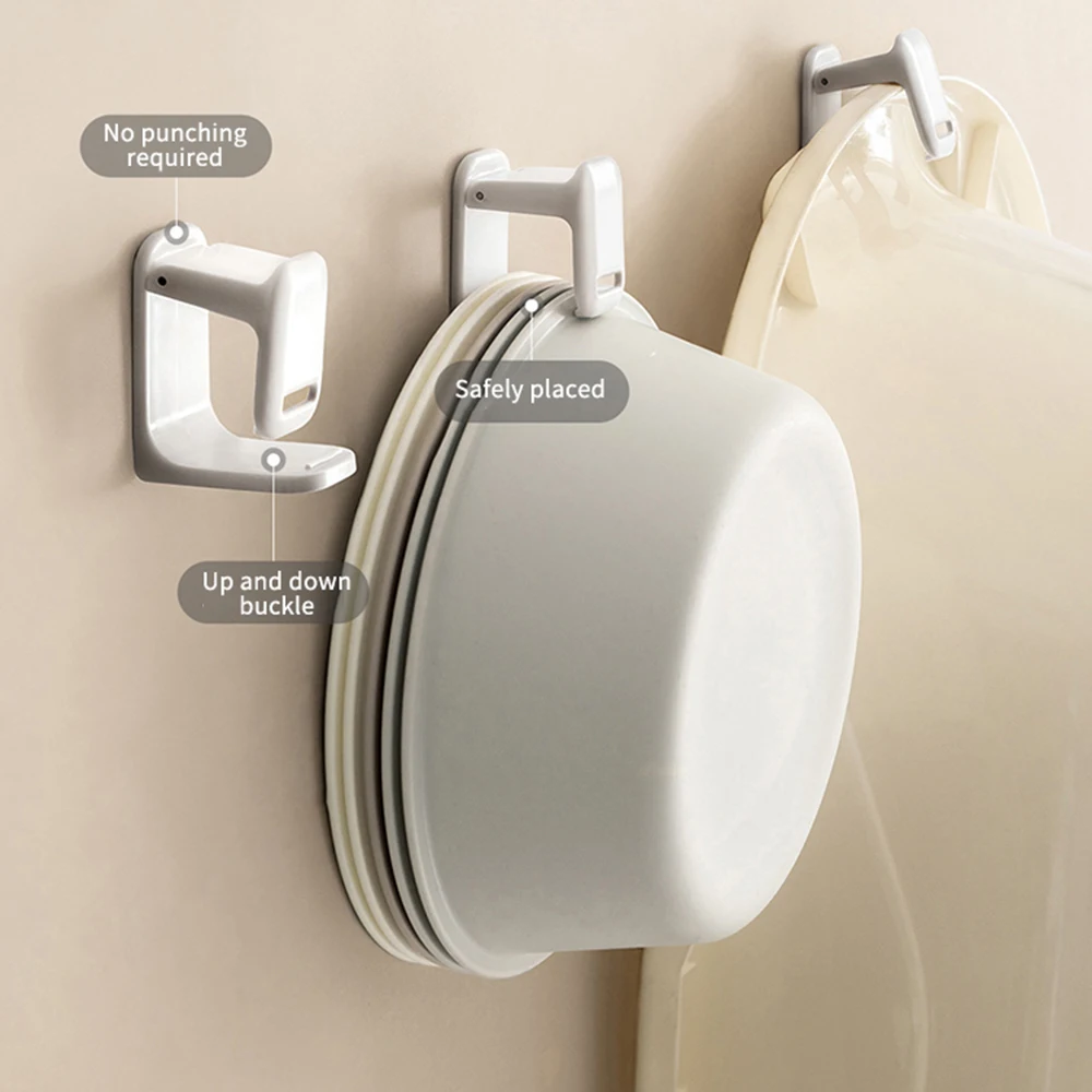 Wall Mounted Basin Hook No-Drilling Adjustable for Toilet Bathroom Bathtub Washbasin Space-Saving Storage Rack