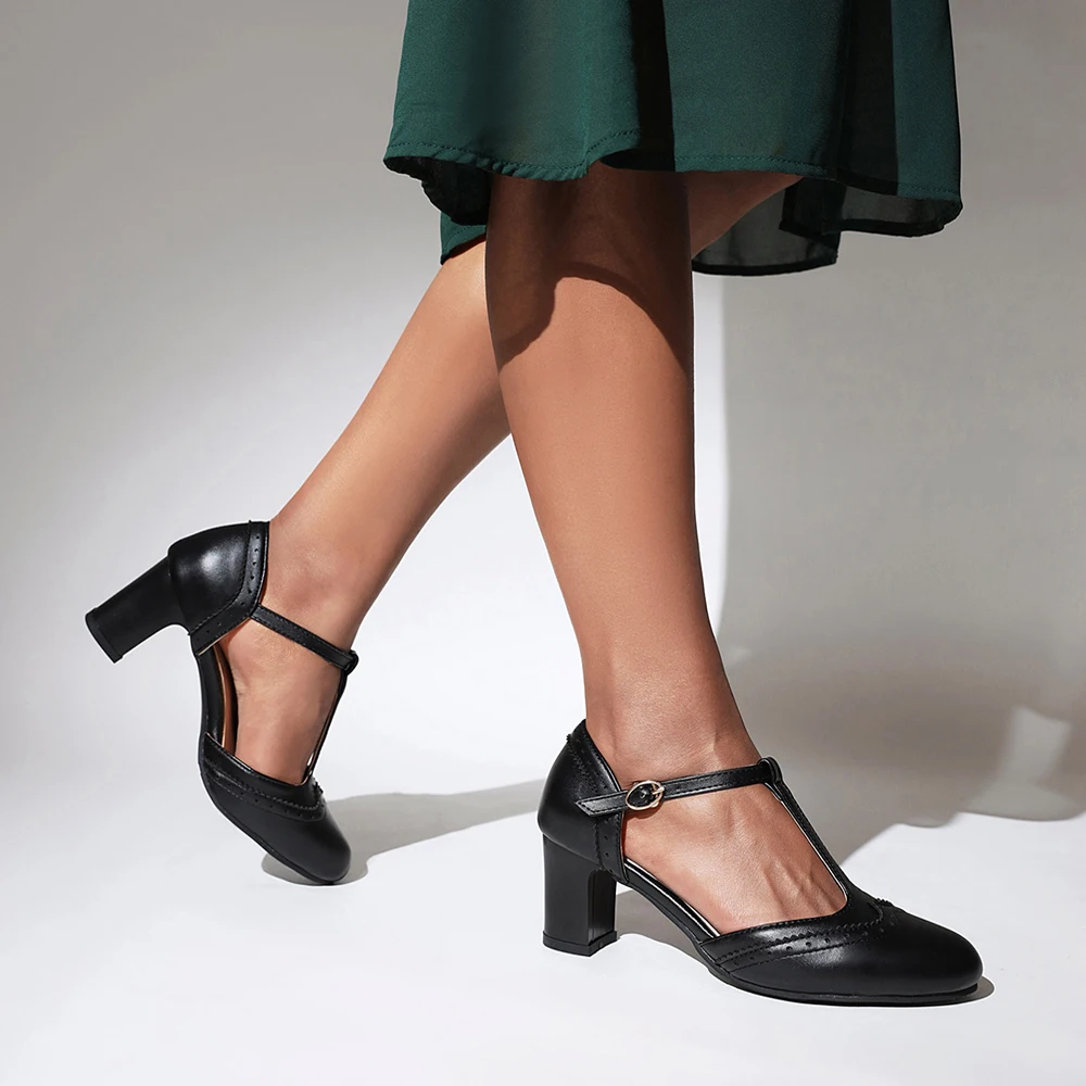 Women Shoes T-strap Sandals Summer High Heel Shoes Buckle