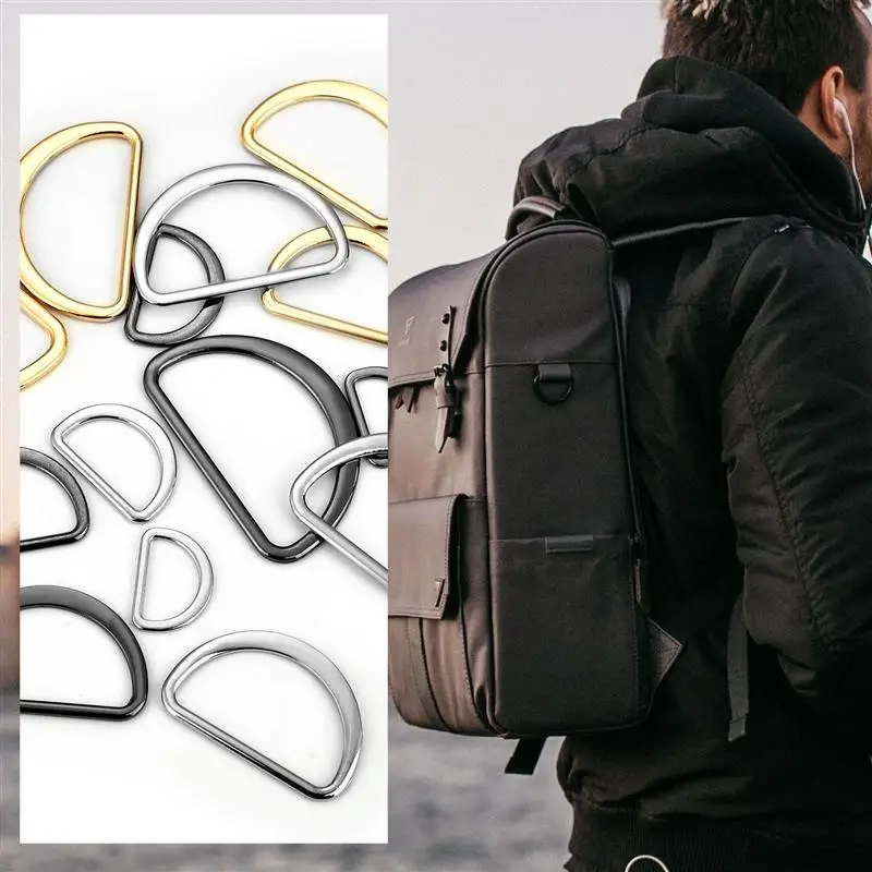 10pcs Metal D Ring Buckle D-Shaped Connection Alloy For Shoes Bags Backpack Buckles DIY Accessory 15/20/25/30/40mm