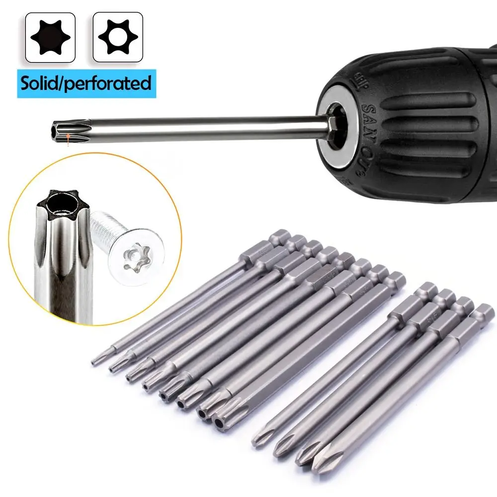 

23Pcs Steel Magnetic Screwdriver Bit Hand Tools 1/4" Hexagon Shank Cross Screwdriver Bit 100mm Long Hexagonal Drill Bit