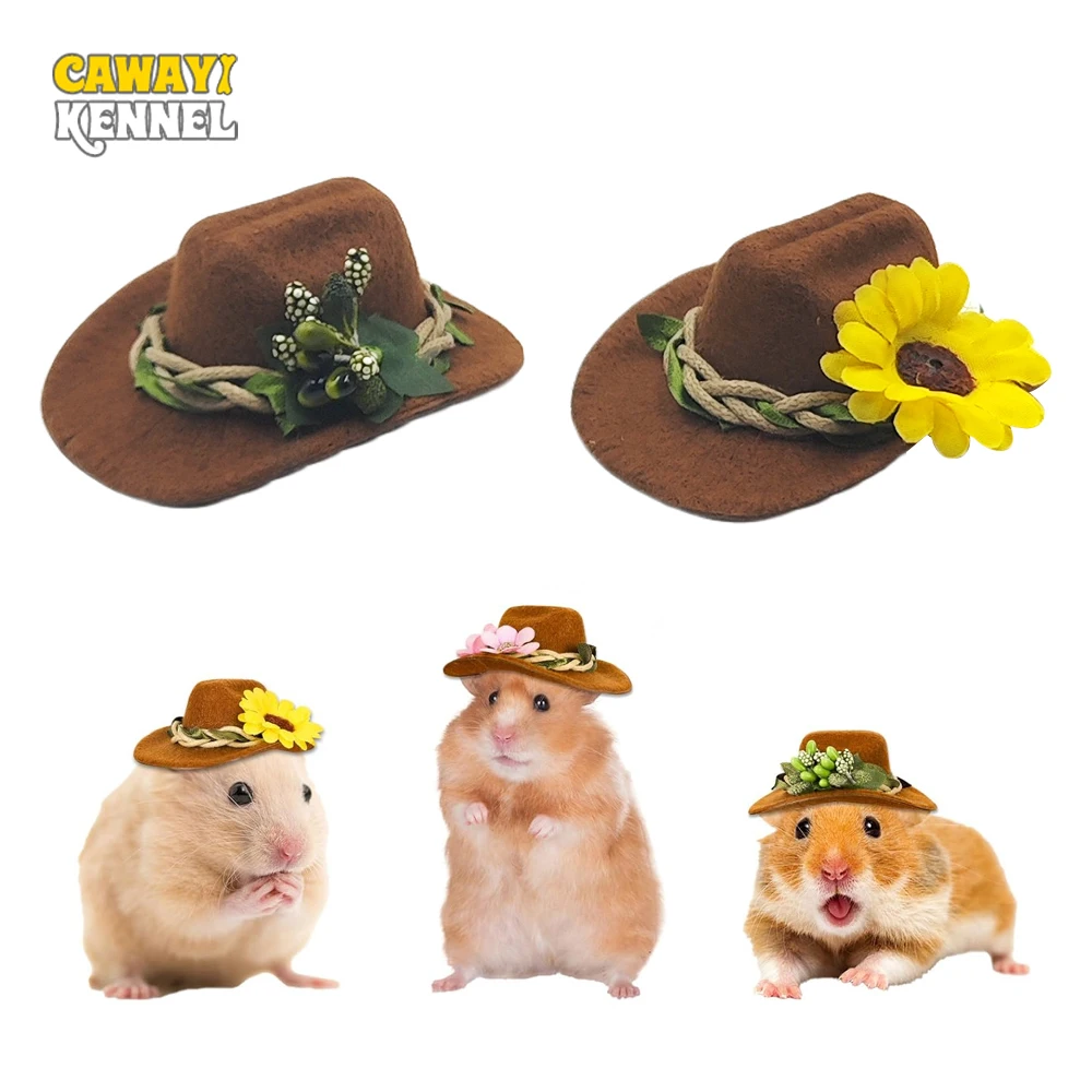 1 pc Cute Hamster Hats Mini Cowboy Hat Mexico Caps for Small Animals Guinea Pig Hamster Bird Cosplay Photo Props Pet Headdress