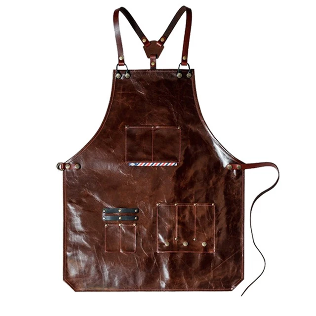 PU Leather Back Strap Barista Bartender Pastry Chef Cafe Bistro BBQ Grill Uniform Florist Barber Carpenter Workwear Apron 2