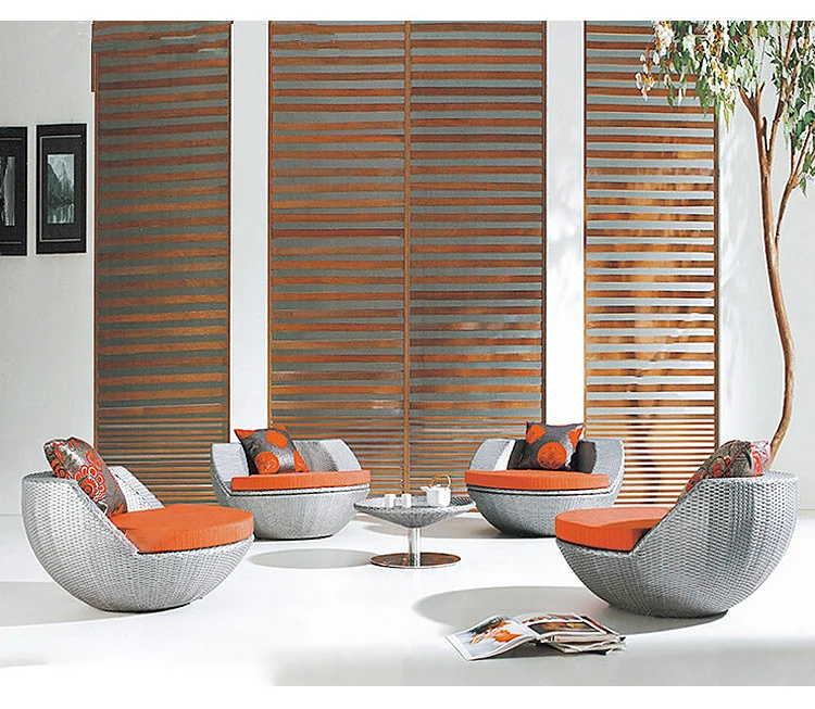Outdoor Rattan Lounge Chair Sofa Combination Coffee Table Balcony Table and Chair Courtyard Hotel Garden Furniture
