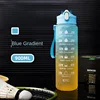 750ml Sports water Bottle High Temperature Resistant Graduated Straw Cup Rainbow Frosted Progressive Color Water Cup Plastic Cup 6