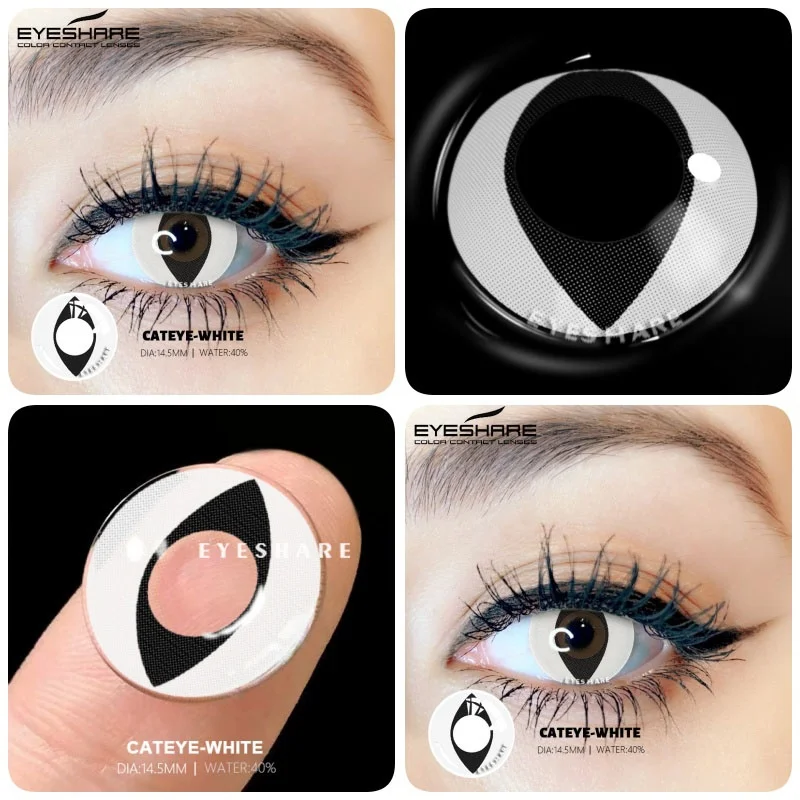 Vibrant Cosplay Halloween Contact Lenses - Anime Red & Crazy White/Black