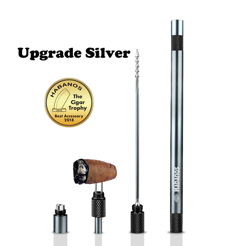 Cigar Draw Enhancer Tool Portable Dredge Drilled Stainless Steel Cuba Cigar Punch Cutter Sharp Cigar Needles Smoking Accessories 5
