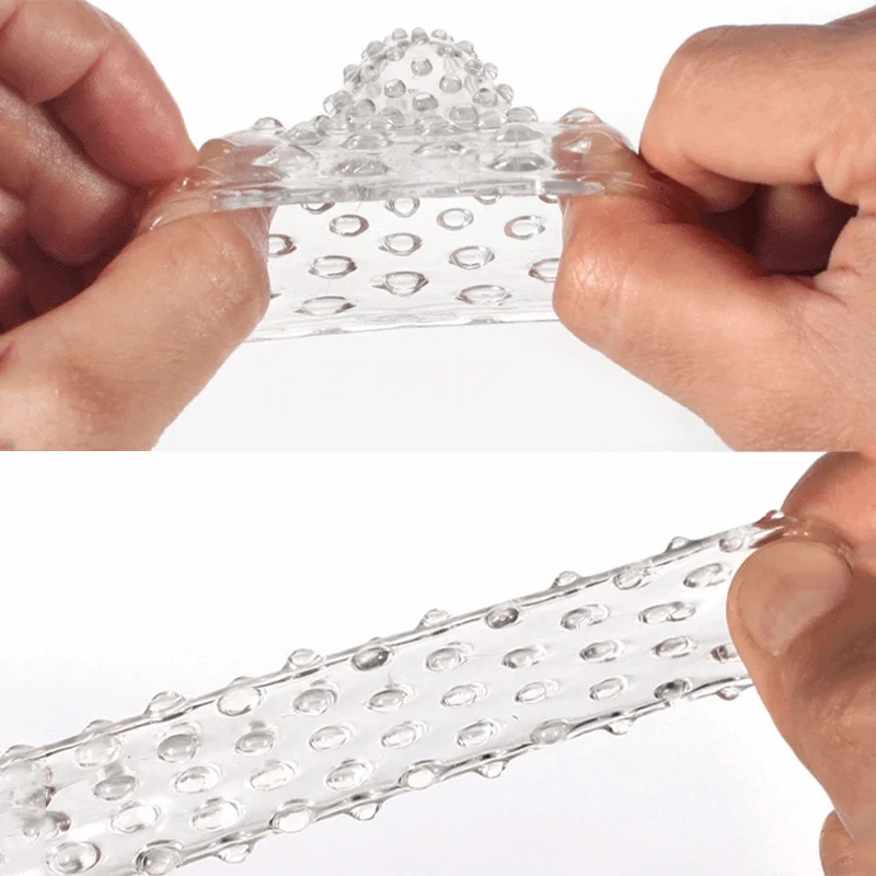 Reusable Penis Covers Extender Sex Toy For Men Delay Ejaculation Condoms Dildos Finger Crystal Dick Sleeve Cock Ring Adult Toys
