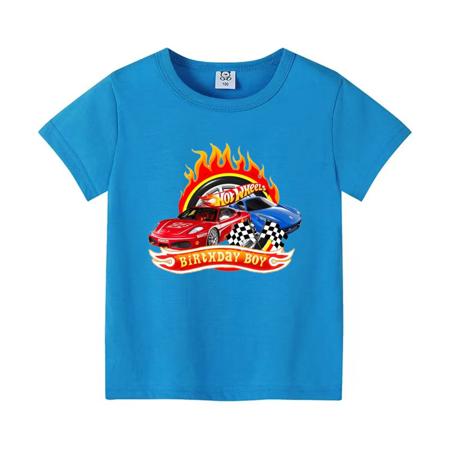 Summer New Hot-selling Hot Wheels Cars Children's Clothing T-shirts Boys' Tops 4-14 Years Old Kids Daily Clothing Holiday Gifts 6