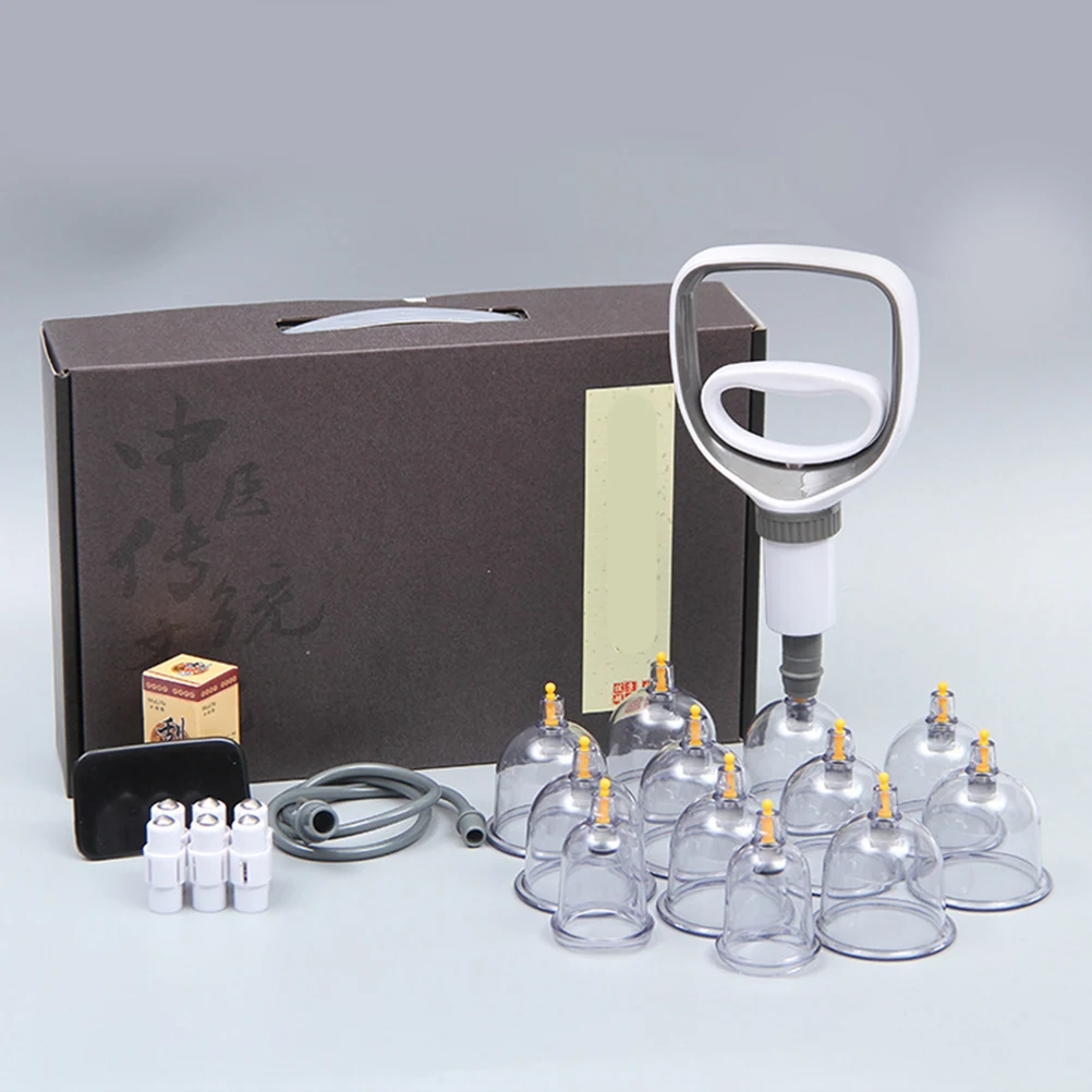 12 Cups Vacuum Cupping Set Massage Chinese Medical Therapy Cellulite Massager Apparatus Cans Body Guasha Suction Cup