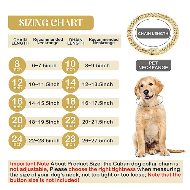 Dog Cuban Gold Chain Luxury Diamond Dog Collar Pet Metal Necklace Jewelry Accessories for Small Medium Large Dogs Cats Pet Gift 2