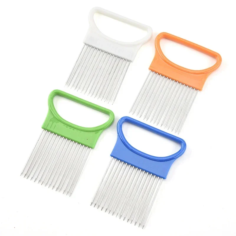 Stainless Steel Onion Needle Onion Fork Vegetables Fruit Slicer Tomato Cutter Cutting Safe Aid Holder Kitchen Accessories fruit slicer onion slicer holder onion slicer vegetable slicer vegetable cutter potato slicer apple slicer apple cutter food slicer