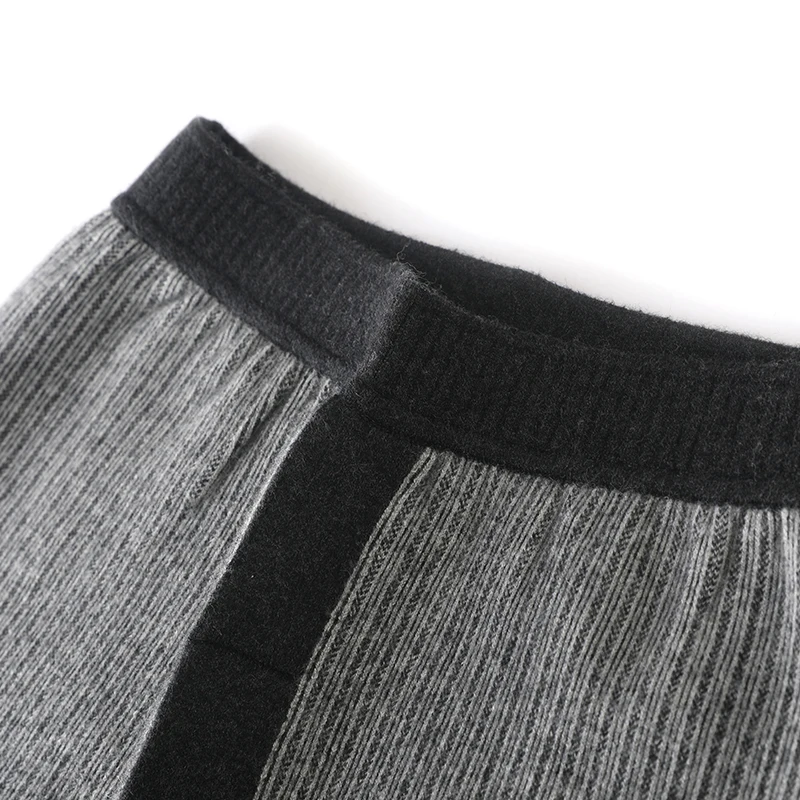 Men High Waist Pants Autumn Winter Casual Knitted Leggings Warm Wool Pant