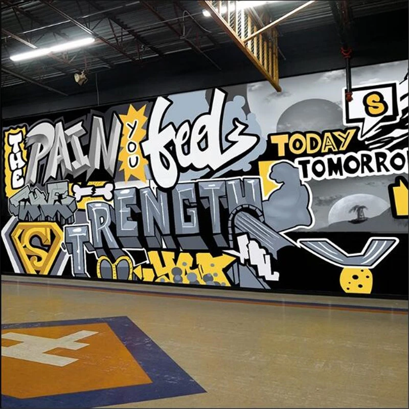 Modern Fashion Graffiti Hip Hop Gym Club Wall Paper Music Bar Internet Cafe Fitness Club Industrial Decor Mural Wallpaper 3d Wallpapers Aliexpress