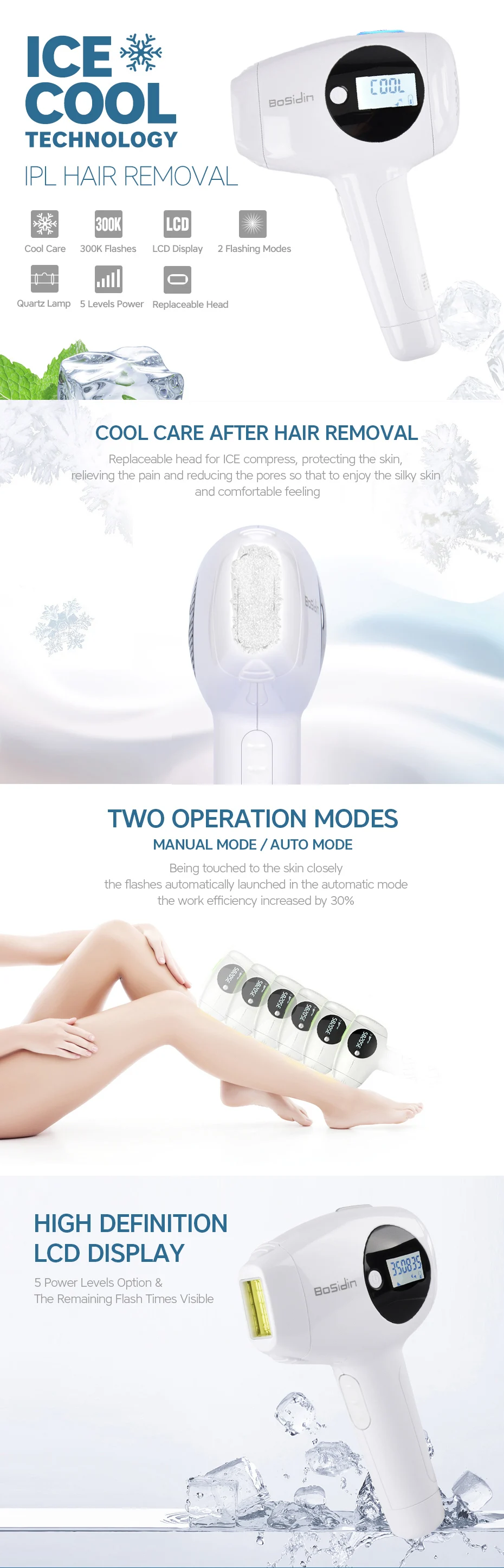 Epilatore laser ipl a luce pulsata permanente e senza dolore_voghion.com
