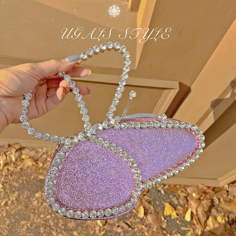 

Crystal Shiny Rhinestone Diamond Butterfly Design Evening Bag Women's Handbag Dinner Party Clutch Purse Shoulder Crossbody Bag