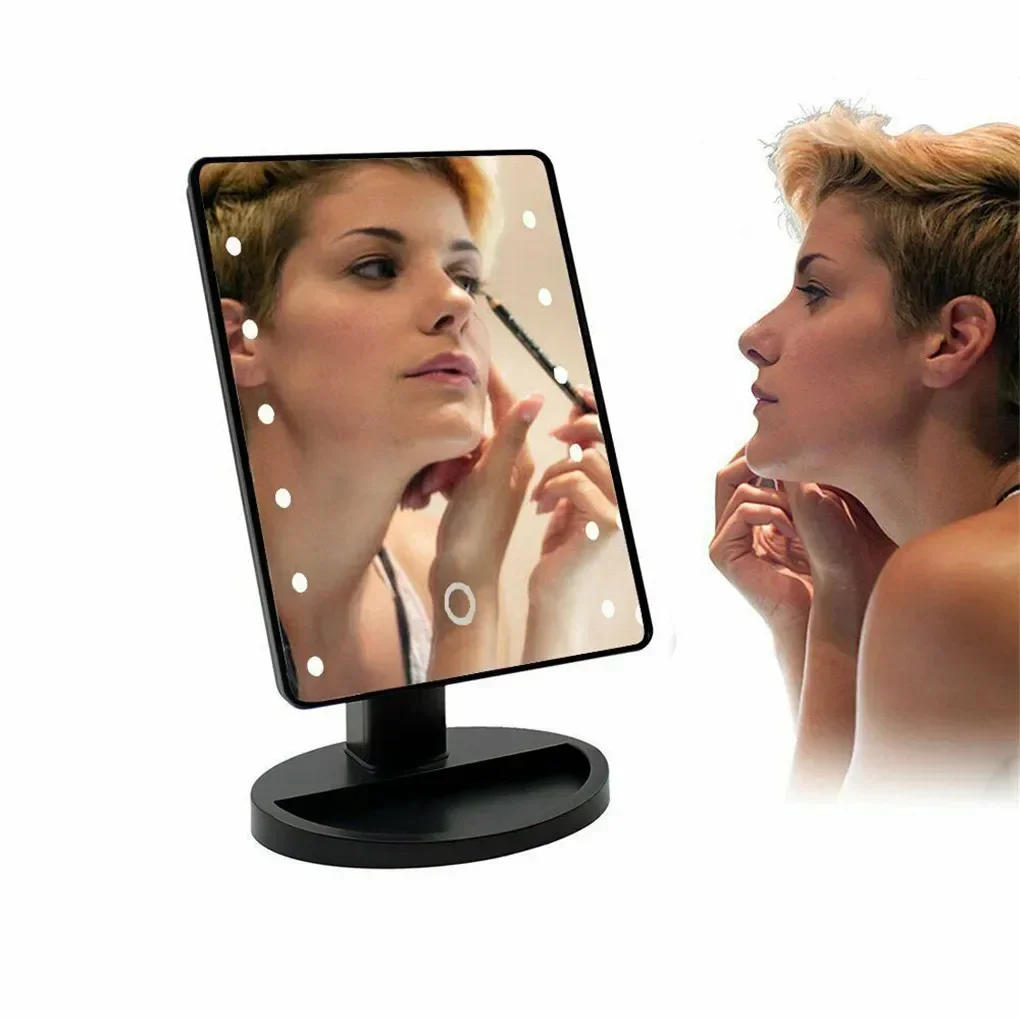 Makeup Mirror 16/22LED Makeup Mirror Square Battery USB Rechargeable Dual-use Beauty Mirror Touch Screen Vanity Brightnes Cosmetics