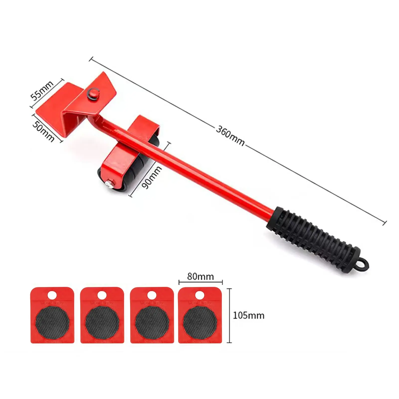 Furniture Movers 5Pcs/set Tool Set Heavy Stuffs Moving Roller Bar Furniture Mover Lifter Wheel Professional Moving Tool