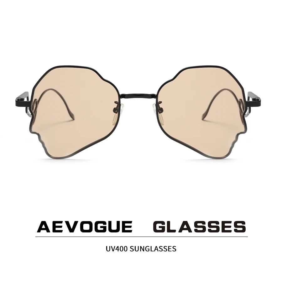 

AEVOGUE Lrregular Glasses Sunglasses Metal Anti Blue Light Glasses Shades Sunglasses Women Fashion Sunglasses For Men UV AE1326