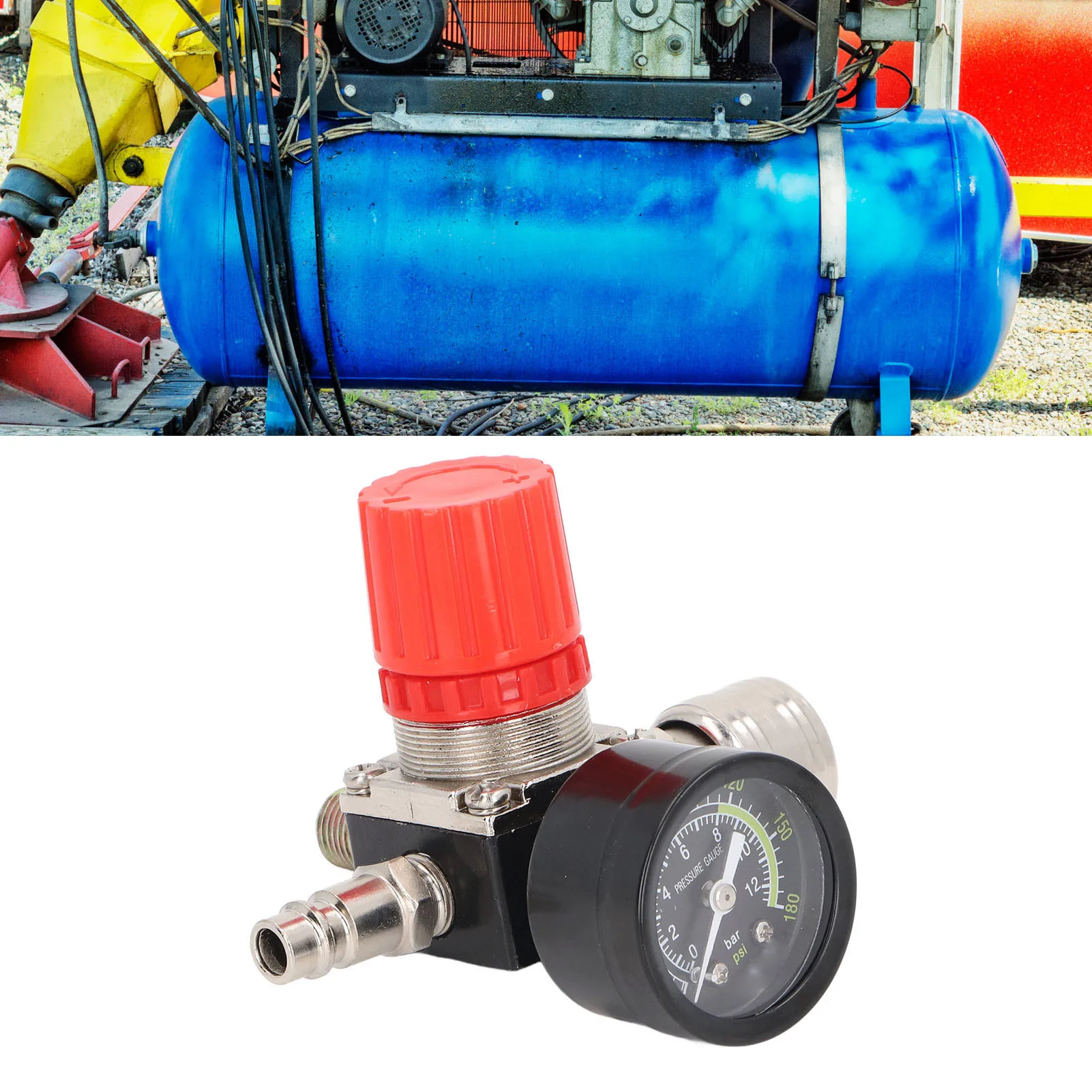 Air Compressor Regulator 4 Holes 0 to 180PSI European Air Compressor Pressure Regulator Guage
