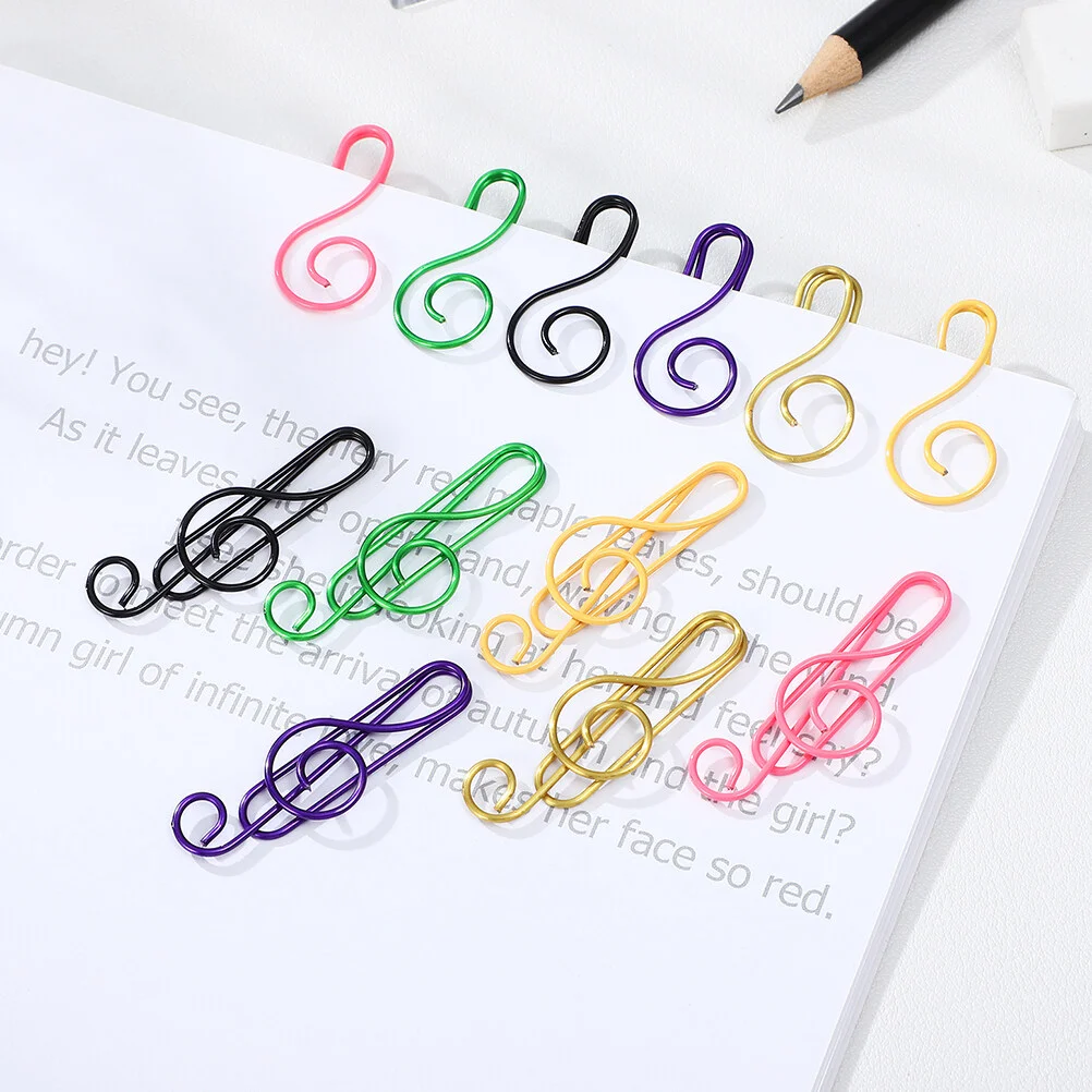 75/24/10 Pcs Note Paper Clip Clips File Folders Binders Cartoon Office Supplies Metal Music Clamp Student File Clamp Paper Clip paper clips binder clips metal clamp clips