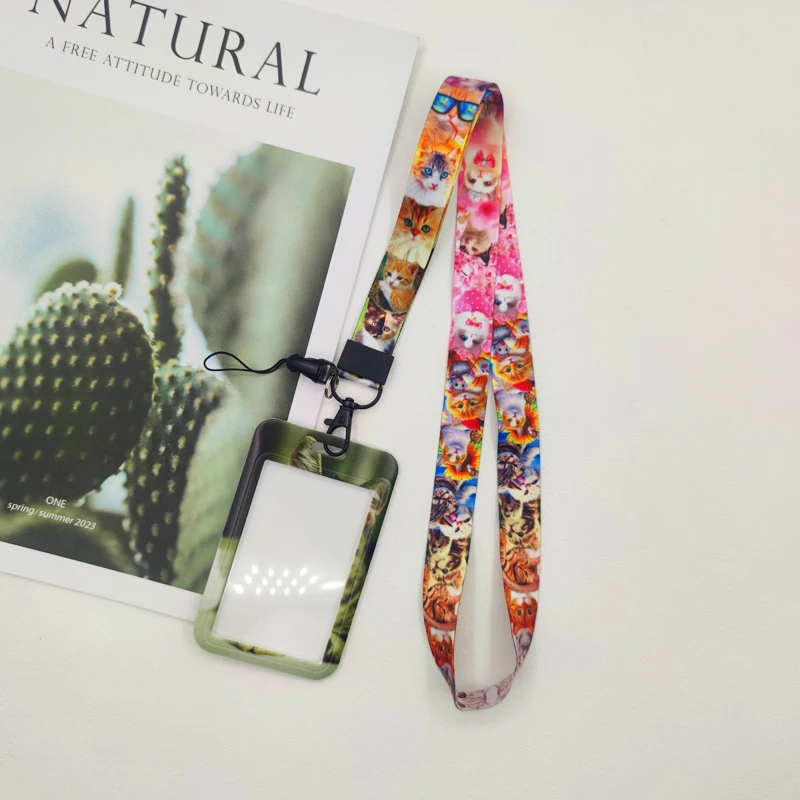 Schöne Katze Namensschild Halter Lanyard Visitenkartenhalter Hängender Umhängeband Junge Ausweishalter Tür Kartenetui Kleines Geschenk – Detail 9