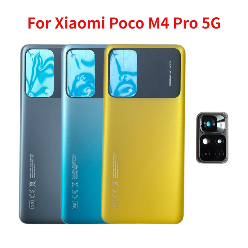 

Original Back Cover For Xiaomi Poco M4 Pro 5G Battery Cover Panel Rear Door Housing Case With Camera Frame lens