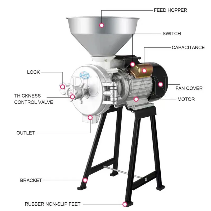 Electric Feed Mill Cereals Grinder Machine Dry Rice Corn Grain Coffee Wheat  - AliExpress