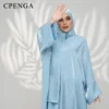 Ramadan Luxuru Dubai Hijab Abaya Dress Two Piece Muslim Sets for Women Saudi Arabia Modest Clothing Islamic Solid Church Outfits