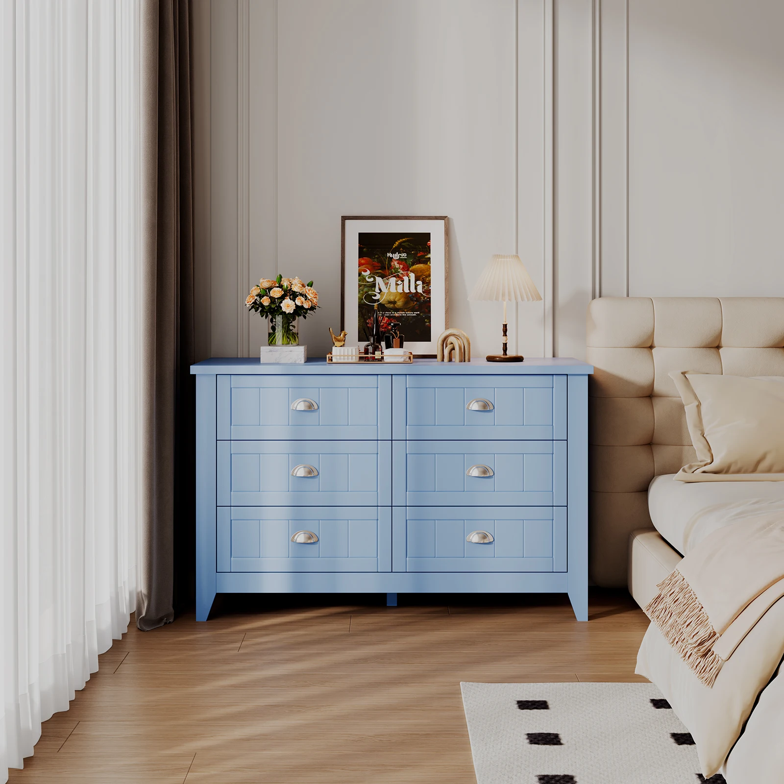 6-Drawer Wooden Dresser 6