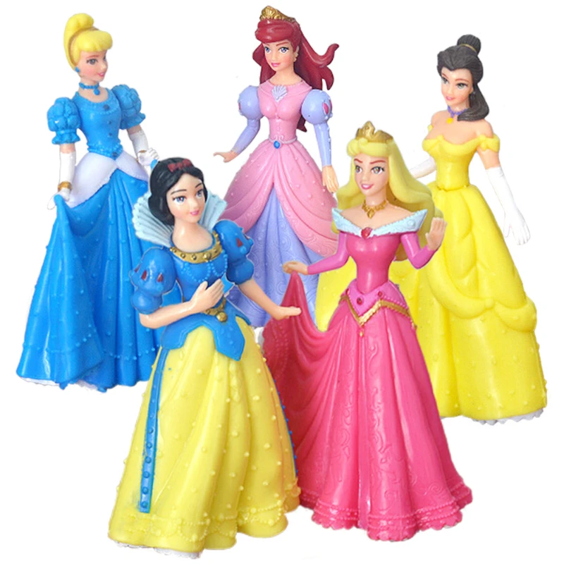 

5Pcs/Set Disney Action Figure Toys Princess Snow White Belle Cinderella Sleeping Beauty Mermaid PVC Doll Kids GIft