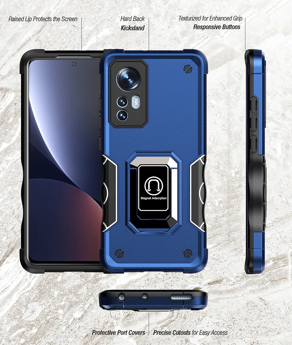 KEYSION Shockproof Armor Hülle für Xiaomi 12 12X 12 Pro, Silikon+PC-Ring, Standfunktion, Handyhülle für Xiaomi Mi 12S Pro_voghion.com