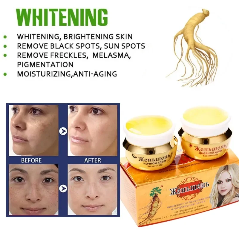Natural Herbal Ginseng Women's Morning and Night Cream for Women Whitens Freckles, Improves Pigmentation and Inhibits Melanin