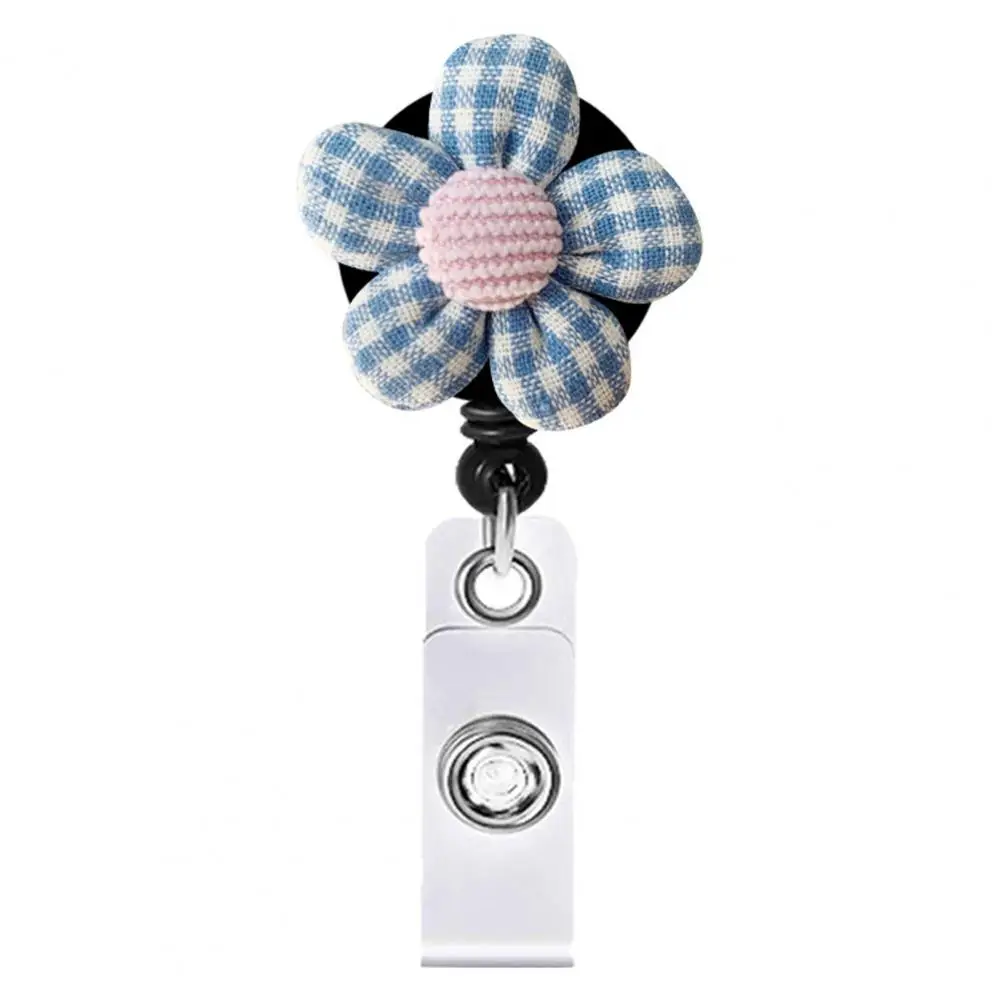 Badge Holder Rotating Pull Clasp Design Sackcloth Retractable Flower Decorative Badge Reel School Supplies 