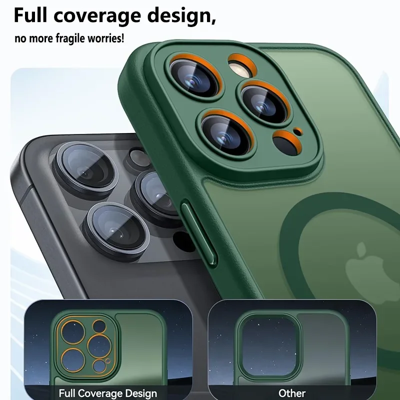 Luxury Frosted Phone Case For iPhone 17 16 15 14 13 12 11 Pro Max Plus 17 Air 16e For Magsafe Matte Transparent Magnetic Cover 2