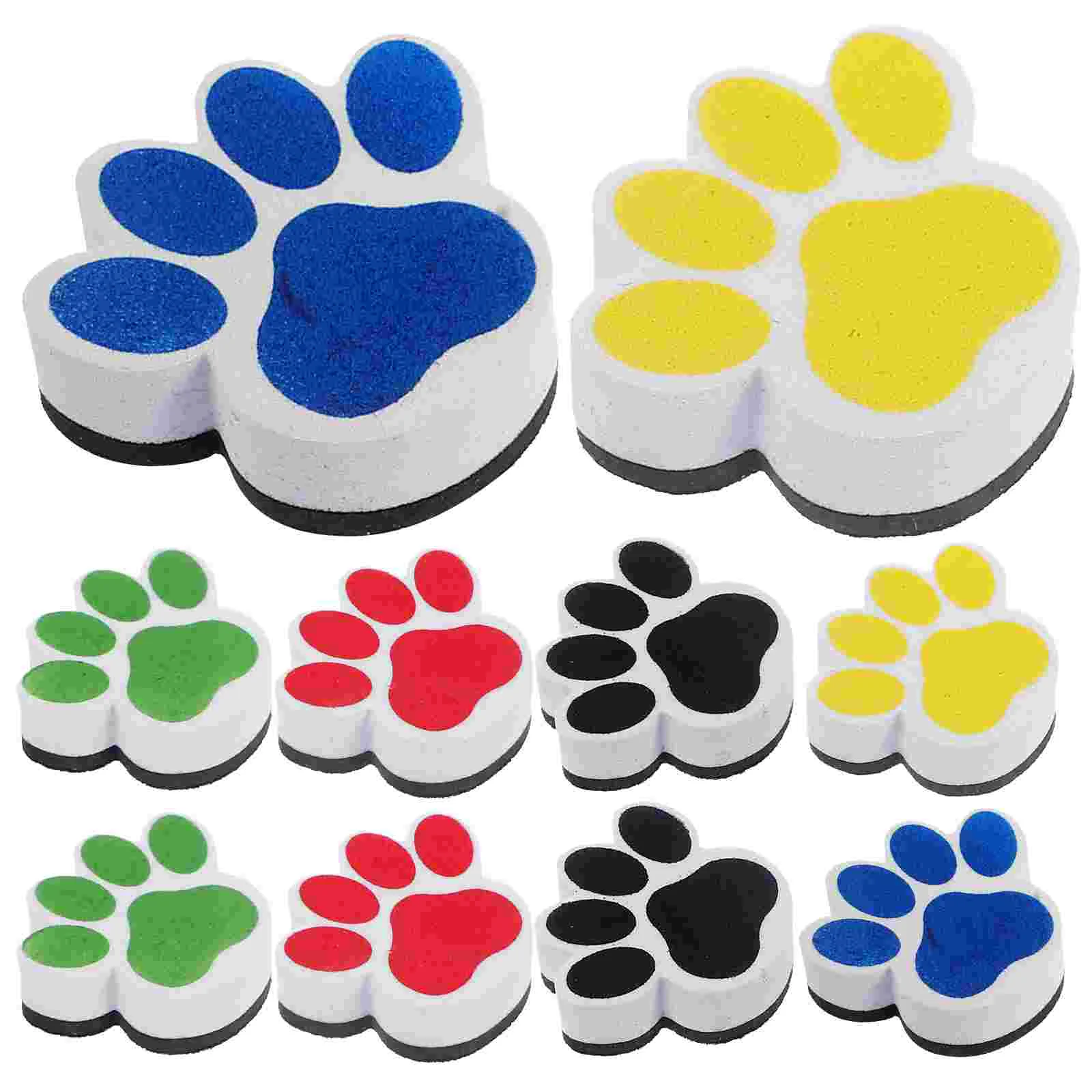 Magnetic White Board Erasers 10Pcs Paw Print Dry Erase Eraser Chalkboard Cleaner Cartoon Whiteboard Erasers Classroom