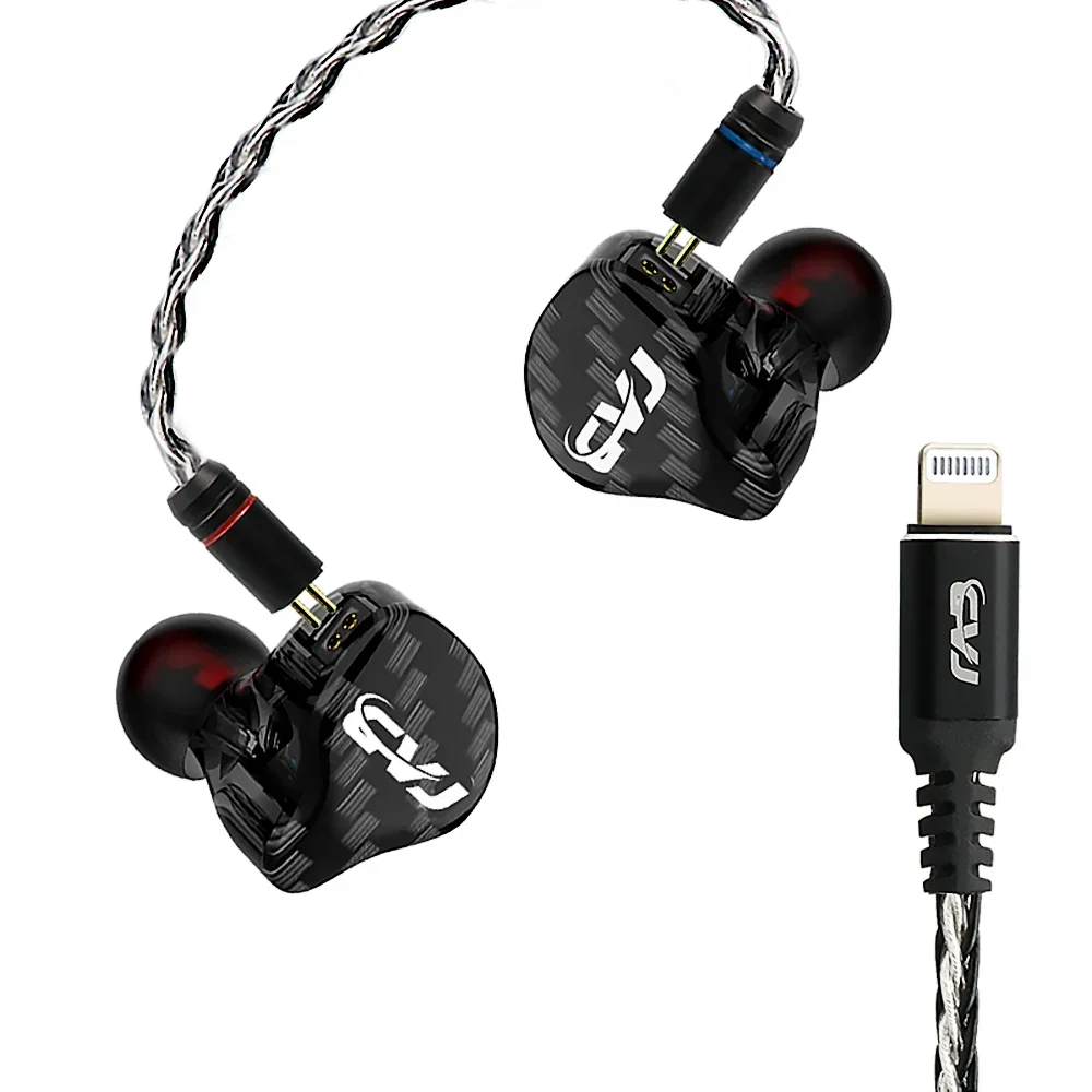 

CVJ CVM 1DD+1BA Lightning Plug HIFI in-ear Wired IEM Earphone with Mic Monitor Headphone for Apple 7/8 Plus/11Pro/XS/Max/12 IPad