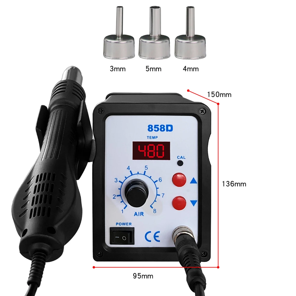858D Hot Air Gun BGA Soldering Rework Station Blower Hair Dryer Hairdryer Soldering Heat Gun 220V 110V  SMD SMT Welding Repair 4
