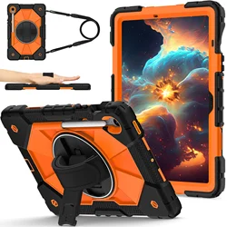 Rugged Tablet Cover with Straps - Heavy Duty Protection for S10Lite 10.9 SM - X400 (Black orange)